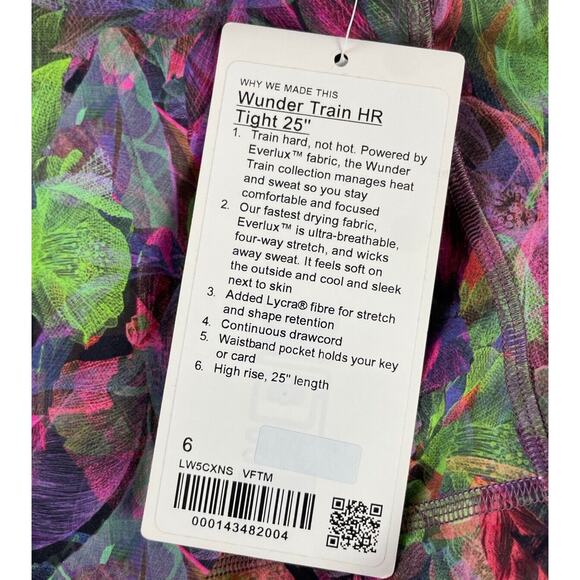 New Lululemon Wunder Train HR Tight 28" DICR Pink Purple Green Leggings Size 6 - Picture 11 of 13